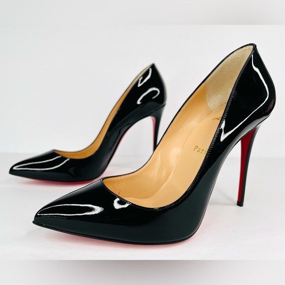CHRISTIAN LOUBOUTIN Pigalle Follies 100mm Black Patent Leather Pumps EU 39.5 - Picture 3 of 12